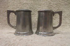 VINTAGE STIEFF Pewter Salt & Pepper Shakers Tankard Style -Stieff -SEE PICS!