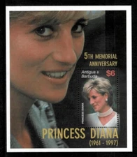 Antigua 2002 - Princess Diana - Souvenir Sheet Stamps - Scott #2579 - MNH