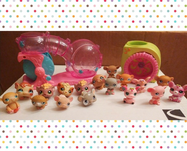 Littlest Pet Shop LPS Mouse Hamster Gerbil 17 pets lot habitrail wheel