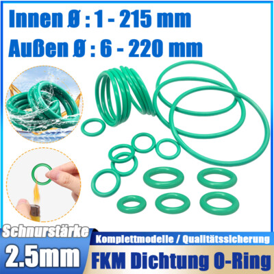 O-Ring 1-215 mm Schnurstärke 2,5 mm DIN-3771 FKM 80 Dichtring Oring Nullring