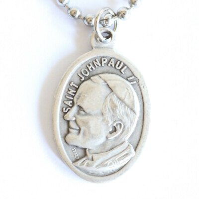 Men Necklace John Paul II Medal 20" Stainless Steel Chain Pendant | eBay