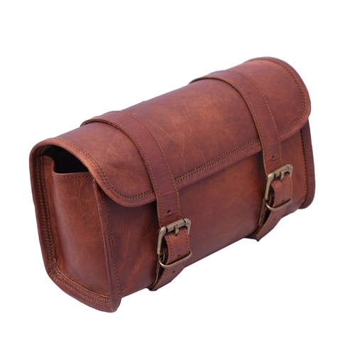 Vintage Marrón Cuero Auténtico Sillín de Bicicleta Bolsa - Trasero Pannier Cola - Imagen 10 de 13
