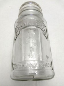 PLANTERS 1981, MR. PEANUT EMBOSSED JAR, 75TH ANNIVERSARY, COLLECTIBLE