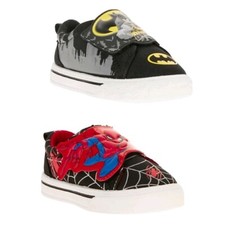 Spider-man,Batman Toddler Boys' Canvas Strap Athletic Sneakers Shoes: 7-13