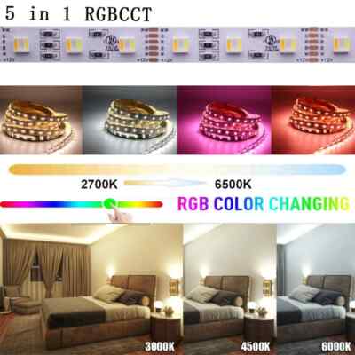 DC12V 24V RGBW RGBWW RGBCCT LED Light Strip 5M 300Leds 5in1 Flexible Led Tape