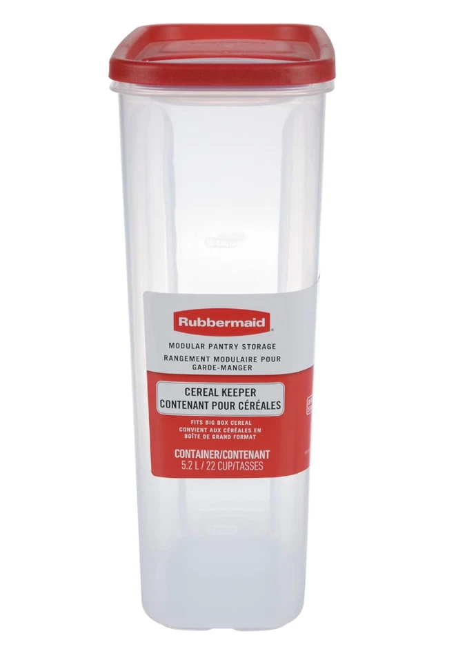 Rubbermaid Modular Almacenamiento de Alimentos 22.8 Tazas Contenedor de Cereales Rojo Tapa Abatible 5.4 Foto 2 de 3