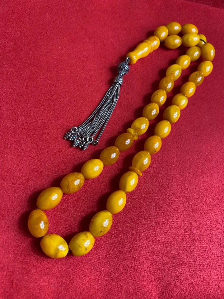 Genuine Antique Butterscotch German Baltic Amber Islamic Prayer 43 g - 1900s - Image 4 of 4