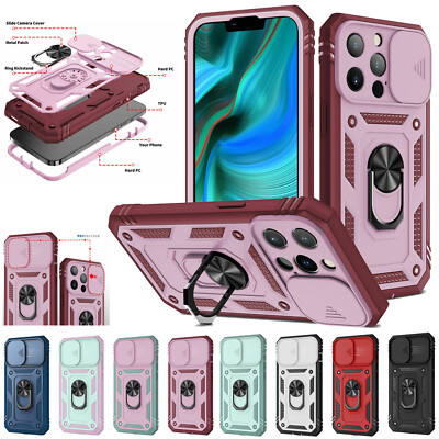 For iPhone 17 Pro Max 16e 16 15 14 13 12 11 Shockproof Rubber Ring Stand Case
