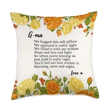 Love G-ma Gifts for Grandma Orange Floral Throw Pillow