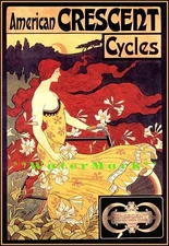 Cycles Crescent 1899 Art Nouveau Vintage Poster Print Art Retro Bicycle Advert