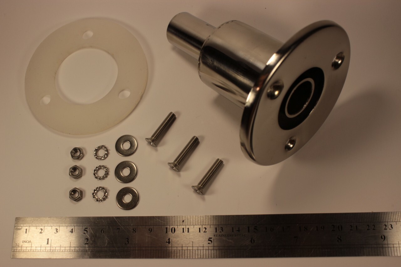 Straight stainless steel thru hull / exhaust fitting 30mm to asto