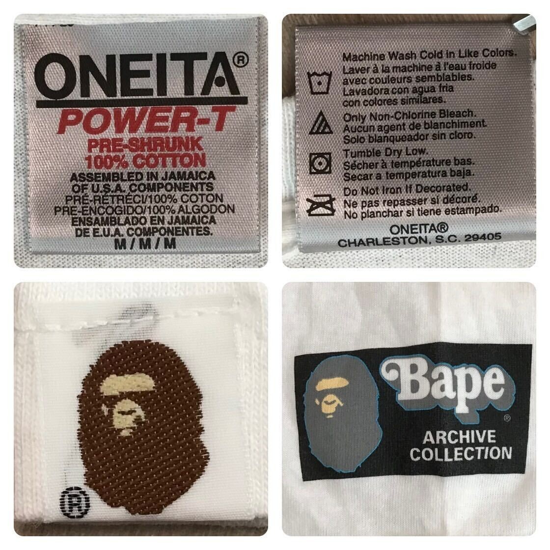 Vintage BAPE Oneita body Schadaraparr T-shirt NIGO White A Bathing