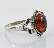 Amber Filigree Swirl Ring in Sterling Silver Size 10