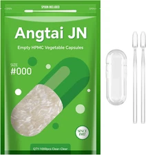 Capsules Size 000 Vegan Empty Plant Based Clear (1,000 Count) Gluten Free, No...