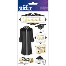 Stickers Sticko Crafts Congratulations Graduate Graduation Gown Cap DC 