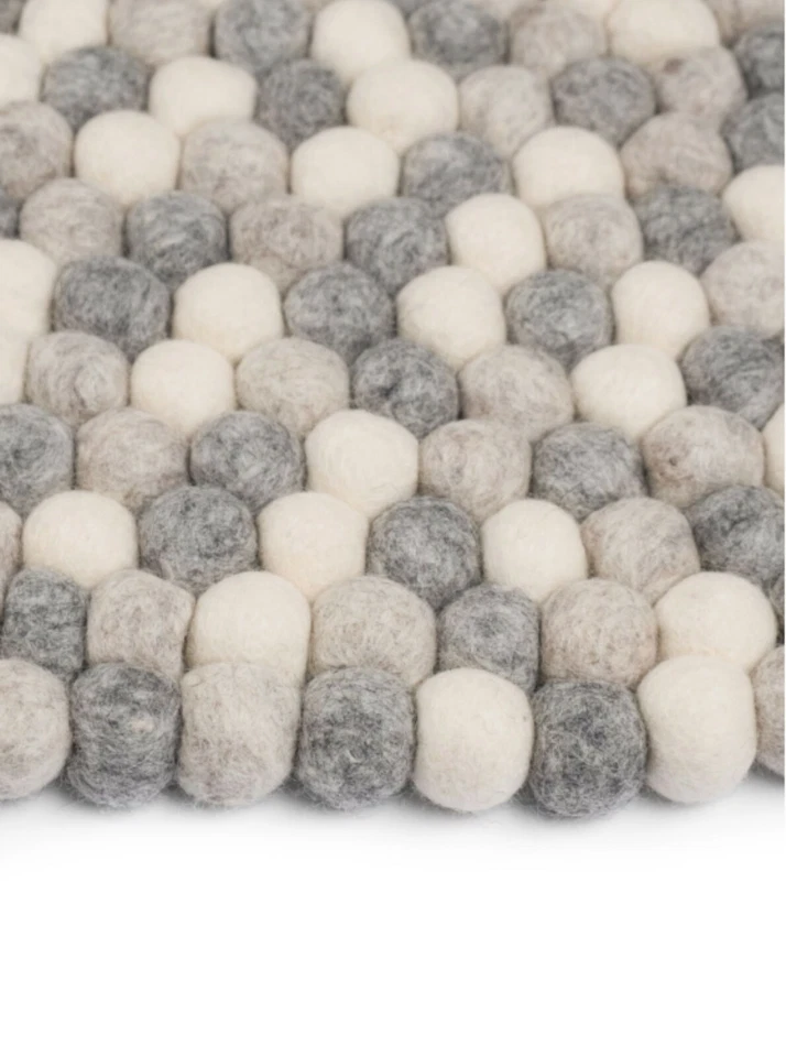 Multicolor Felt Ball Carpet - Grey Tone Felt Rug - Handmade With 100% Pure Wool - Image 2 of 4
