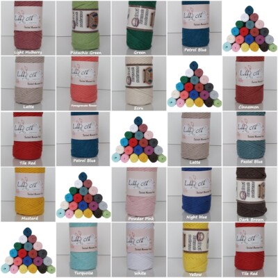 Makramee Kordel 3-4 mm 100% Baumwolle, 215 Fuß, einfach gedreht, Makramee Seil, Makramee 