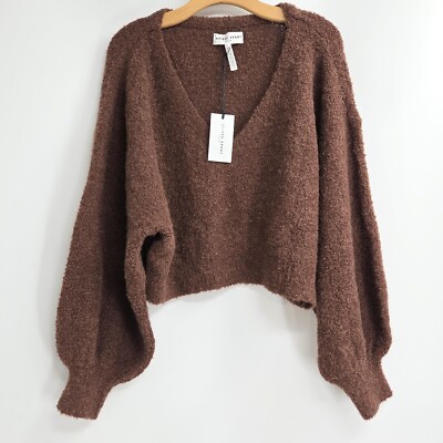 Apiece Apart Sweater Womens Large Chocolate Brown Alpaca Knit Balloon Sleeve NWT