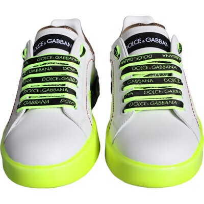 DOLCE & GABBANA Shoes White Leather Portofino Low Top Sneakers