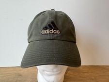 adidas Green Cotton Baseball Hat Cap Adjustable w/ Black Embroidered Stripe Logo