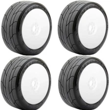 Powerhobby 1/8 Buggy Super Sonic BELTED Tires Mounted on White Dish Wheels (4)