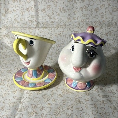 Disney Beauty & The Beast Mrs. Potts Teapot, Chip Cup & Saucer Figurines