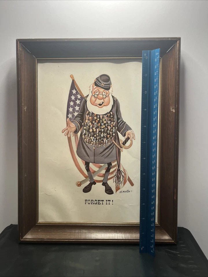 VTG 1958 JAMES F. MARTIN CIVIL WAR “FORGET IT” FRAMED PRINT Confederate 11x14 - Image 3 of 4