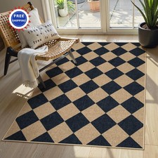 Checkered Easy Jute Outdoor Patio Rug 3 x 5 Rectangular Lahome Washable Rugs