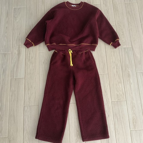 JW ANDERSON X UNIQLO TEDDY DEEP PILE ‘Burgundy Maroon’ PAJAMA SET XL & MEDIUM