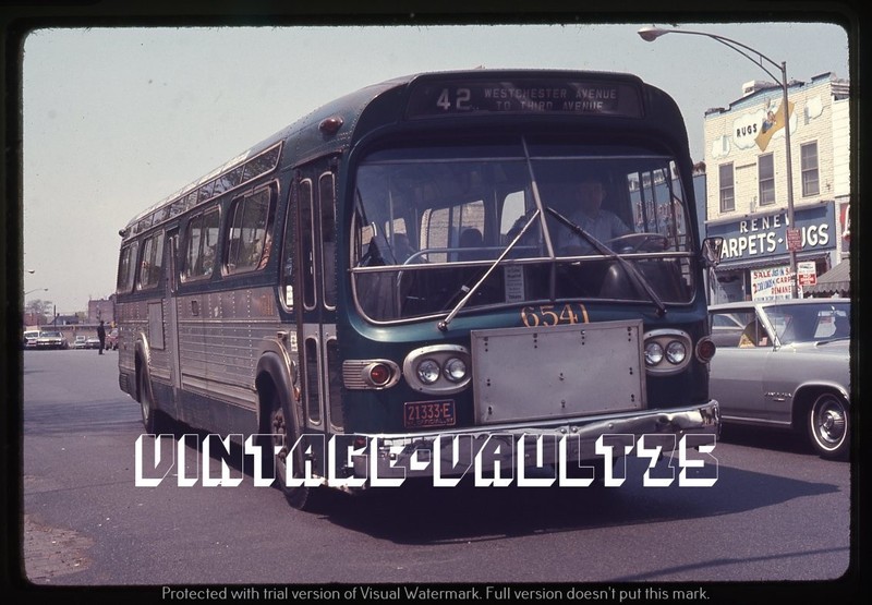 ORIGINAL SLIDE BUS 6541 MABSTOA NYCTA NY NYC TRANSIT BRONX BX42 1970