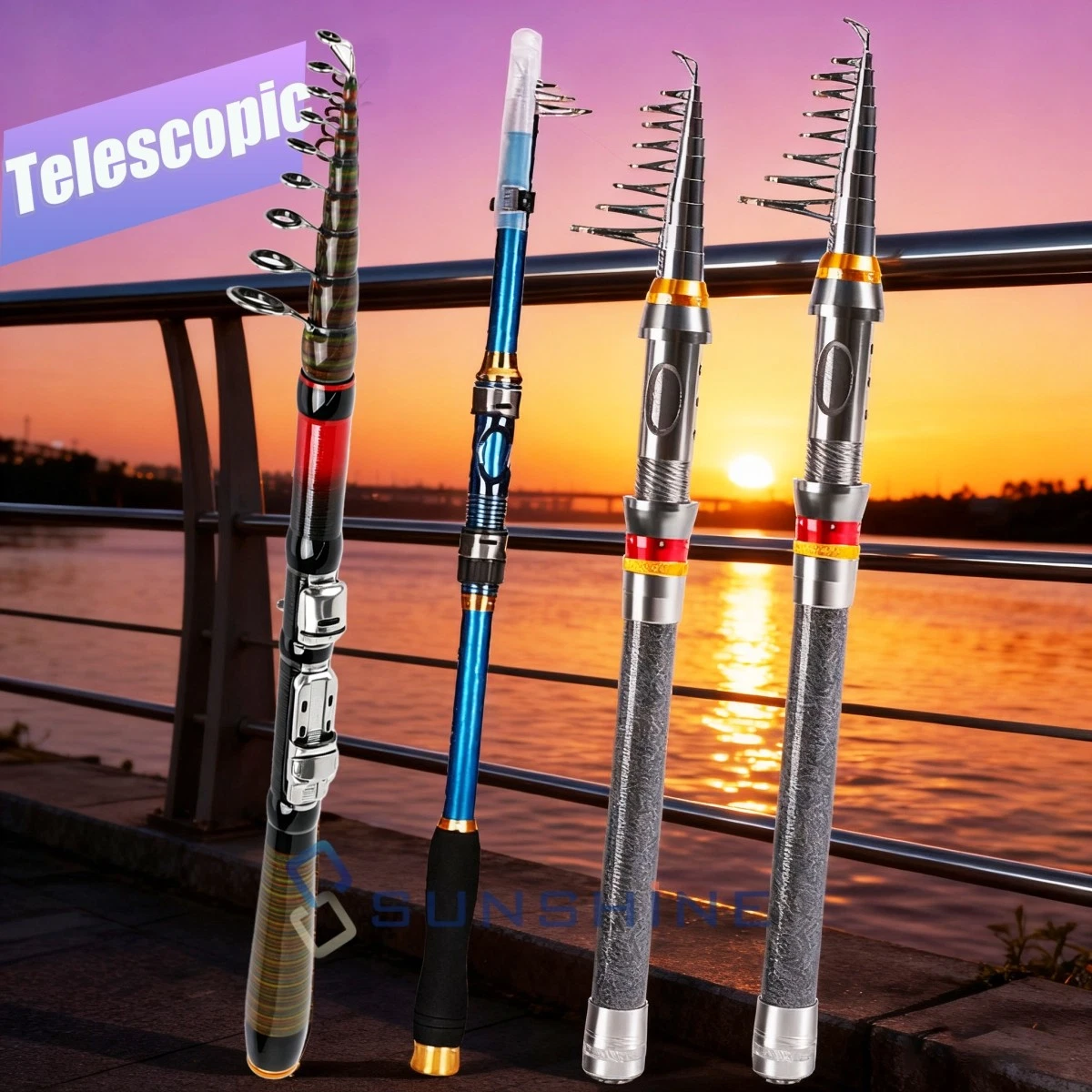 Carbon Fiber Telescopic Fishing Rod Sea 20-50lb Saltwater Portable Spinning Pole