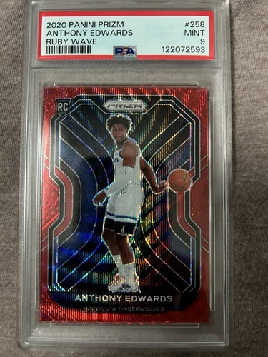 2020-21 Panini Prizm ANTHONY EDWARDS RC Ruby Red Wave Prizm Rookie #258 PSA 9