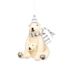 *SALE* SASS & BELLE POLAR BEAR WITH BABY FELT CHRISTMAS DECORATION