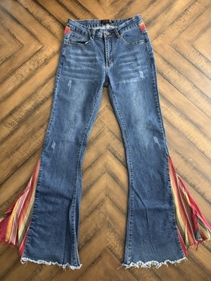 L&B Jeans Size 6 Extreme Flare Bell Bottom Hi Rise Distressed Hippie Boho