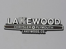 Vintage Lakewood Chrysler-Plymouth Colorado Plastic Dealer Badge Emblem Tag CO
