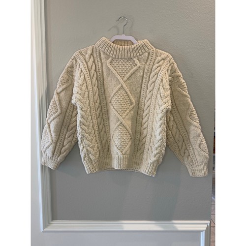 The Nature Company 100% Wool Fisherman Cable Knit Chunky Vtg Sweater Sz S