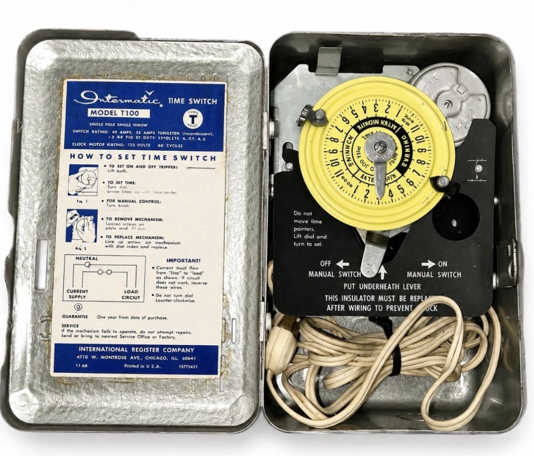 Intermatic TI01 Mechanical Timer Switch – Tested, Works, Plug-In Vintage