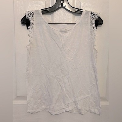LOFT Women s White Lace Flutter Sleeve Top Size XSP