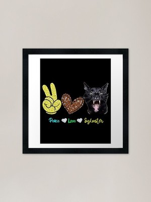 Peace Love sprechende Katze Katze gerahmt gerahmt Wandbild Poster Leinwanddruck Bild