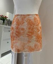 PRETTYLITTLETHING Summer Skirt Size 12 Orange & White with Elasticated Waist