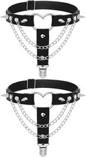 Thigh High Garter Belt Adjustable Rock Heart Gothic Leg Suspender Black a