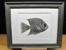Drawing of an a Angelfish Angel Fish Graphite Pencil Art Sketch Picture Print