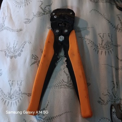 Automatic Wire Stripper Crimper Cutter 8in Orange Self Adjusting Electrical Tool