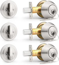 Probrico (3 Pack) Keyed Alike (Combo Packs) Single 3 Pack, Brushed Nickel 
