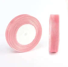 2 Rolls 3/4 Inch Pink Sheer Organza Ribbon, 100 Yards Pink Craft Sheer Chiffon R