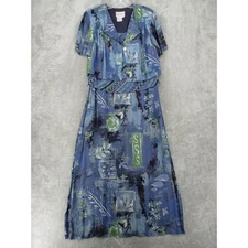 Vintage Karin Stevens Jacket Dress 12 Maxi Modest Floral A Line Boho Tie Back