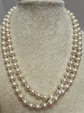 Vintage Knotted Faux Pearl Necklace Stamped Japan 35