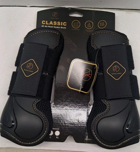 Kavallerie Classic 3D Air-Mesh Tendon Boots Large Black Horse Equestrian Boots L