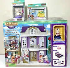 Calico Critters Elegant Town Manor Gift Set BONUS GIFTS Silk Cat Lulu & Dresses