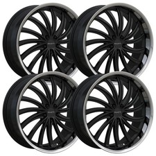 Set-4 Ravetti M15 20x8.5 5x115 15mm Black Chrome Lip Wheels Rims 20 Inch